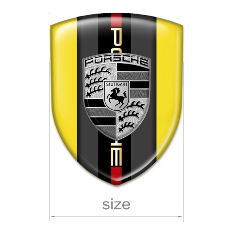 Porsche Silicone Emblem Yellow Base Grey Logo Motif