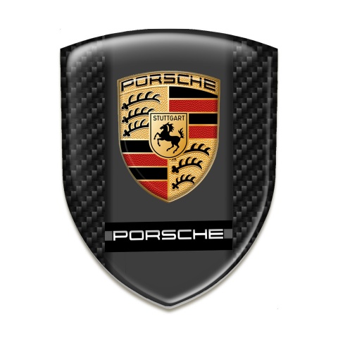 Porsche Car Accessories Badge Black Carbone Background Edition