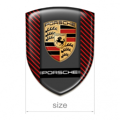 Porsche Self Adhesive Car logo Emblem Red Carbon Edition 