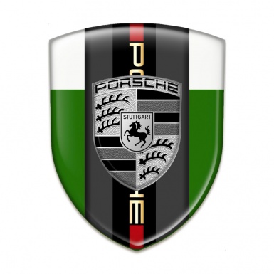 Porsche Silicone Badge Green White Base Grey Logo Motif