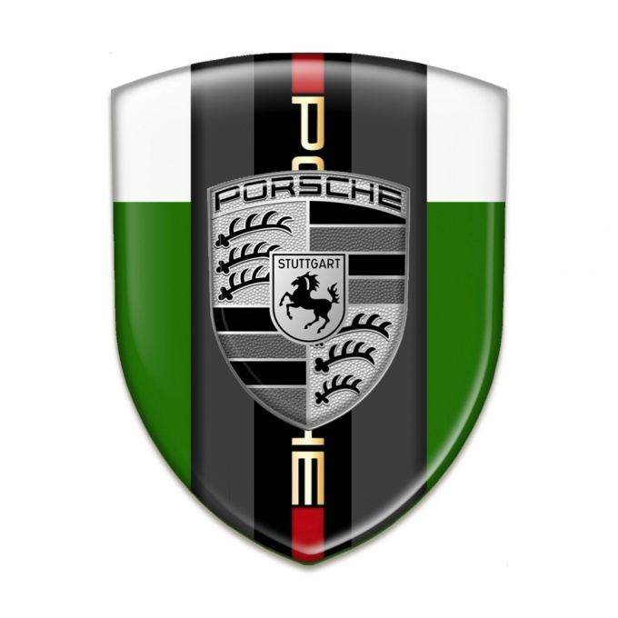 Porsche Silicone Badge Green White Base Grey Logo Motif