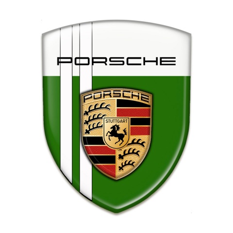 Porsche Self Adhesive Emblem Logo Green White Background Classic Logo 