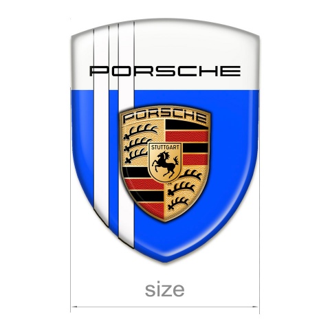 Porsche Silicone Emblem Blue Base White Lines Design and Classic Logo 