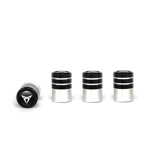 Seat Cupra Valve Caps Tire Black - Aluminium 4 pcs White Logo