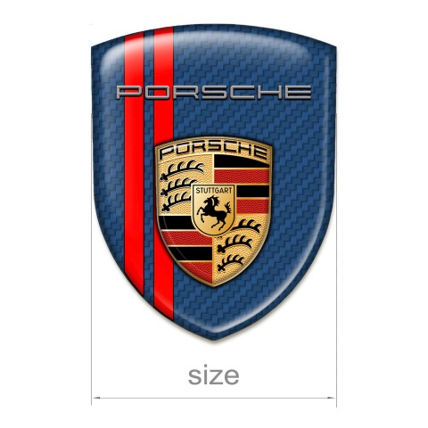 Porsche Emblem Exterior Navy Blue carbon With Red Lines Design and Classic Logo 