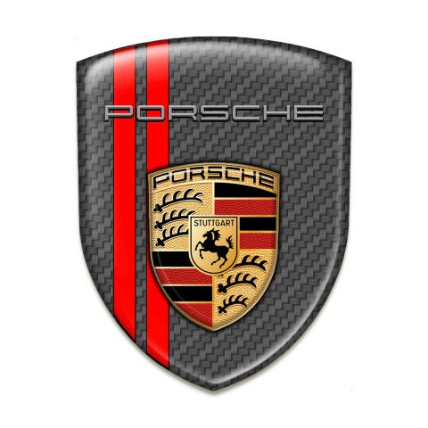 Porsche  Emblem Interior Racing Edition Carbon Base Red Lines Style 