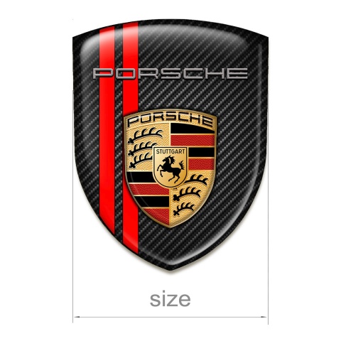 Porsche Car Accessories Badge Dark Carbon Red Lines Design Classic Logo 