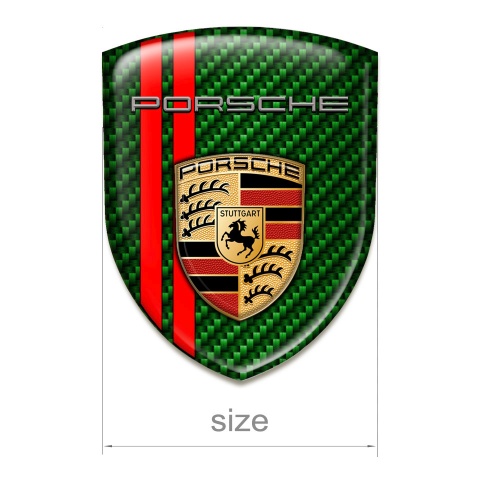 Porsche Self Adhesive Car logo Emblem Green Carbon Red Lines Style Classic logo 