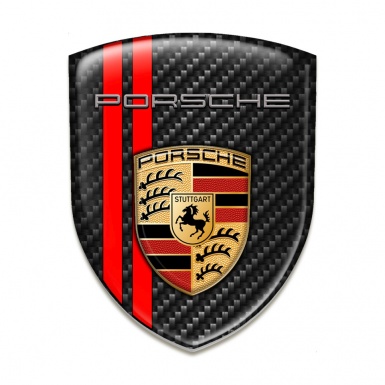 Porsche Car Interior Badge Black Carbon Red lines Edition Classic Logo 