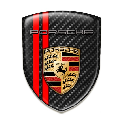 Porsche Car Interior Badge Black Carbon Red lines Edition Classic Logo 