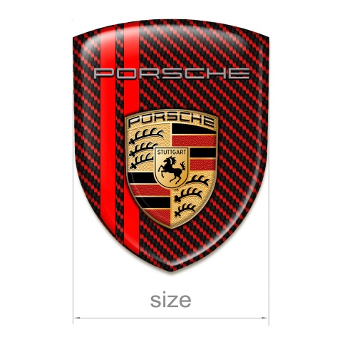 Porsche Silicone Car Decal Badge Red Carbon Background Red Lines Style 