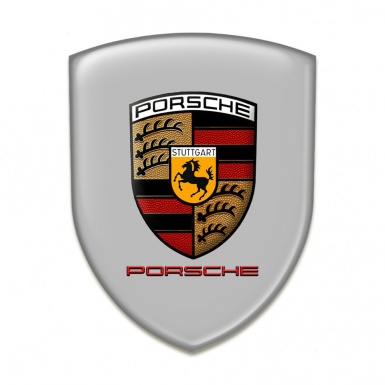 Porsche Emblem Badge Logo Grey Background Red Logo 