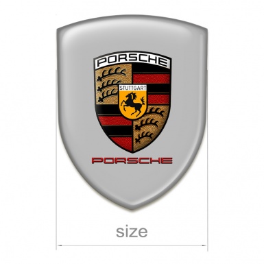 Porsche Emblem Badge Logo Grey Background Red Logo 
