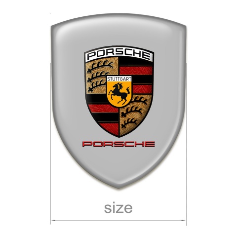 Porsche Emblem Badge Logo Grey Background Red Logo 