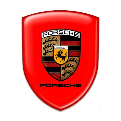 Porsche Logo Emblem Racing Edition Red Background Black Logo 