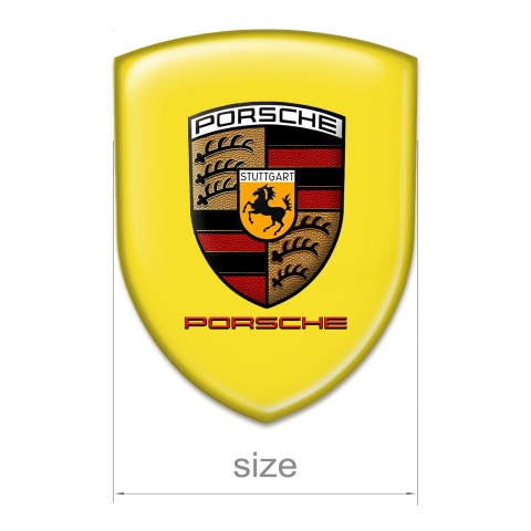 Porsche Self Adhesive Emblem Logo Yellow Base Red Logo Design 