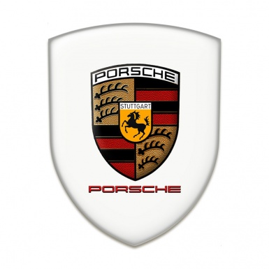 Porsche Domed Emblem High End White Background Red logo Style 