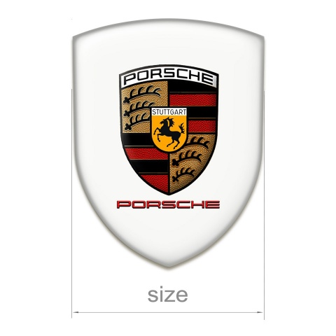 Porsche Domed Emblem High End White Background Red logo Style 