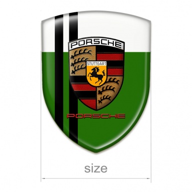 Porsche Silicone Emblem Green White Base and black Lines Design 