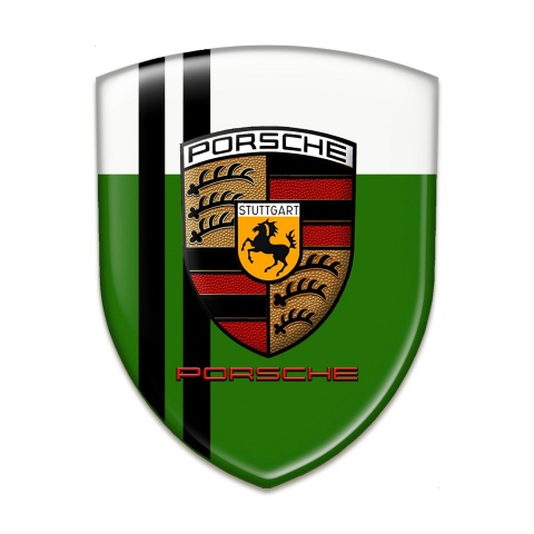 Porsche Silicone Emblem Green White Base and black Lines Design 