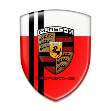 Porsche Resin Sticker Red White Base Black Lines Print 