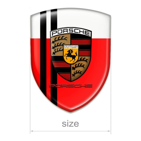 Porsche Resin Sticker Red White Base Black Lines Print 
