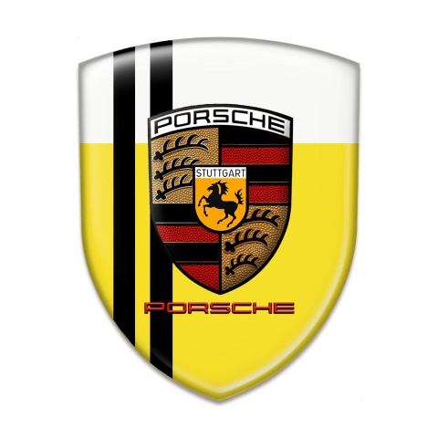 Porsche Emblem Interior Yellow White with Black Lines Style 