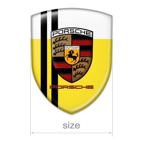 Porsche Emblem Interior Yellow White with Black Lines Style 