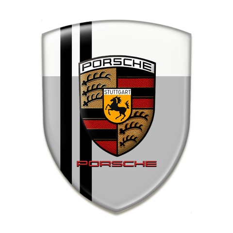 Porsche Emblem Interior Grey White Base Black Lines Style 