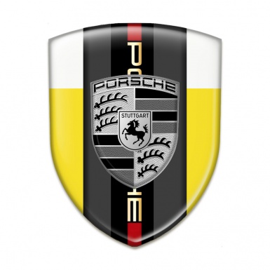 Porsche Tuning Emblem Yellow White Base Grey Logo Design 