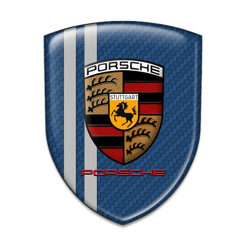 Porsche Car Accessories Badge Navy Blue Carbon Grey lines Design 