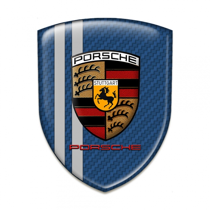 Porsche Car Accessories Badge Navy Blue Carbon Grey lines Design 