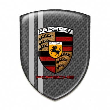 Porsche Self Adhesive Car logo Emblem carbon Base Grey Lines Style 