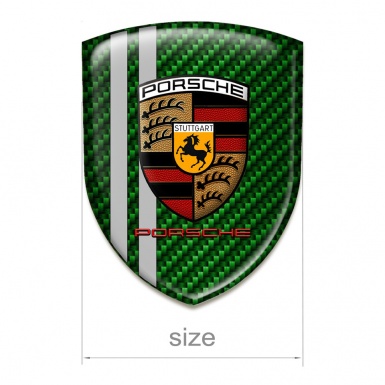 Porsche Silicone Car Decal Badge Green Carbon Grey Lines Style 