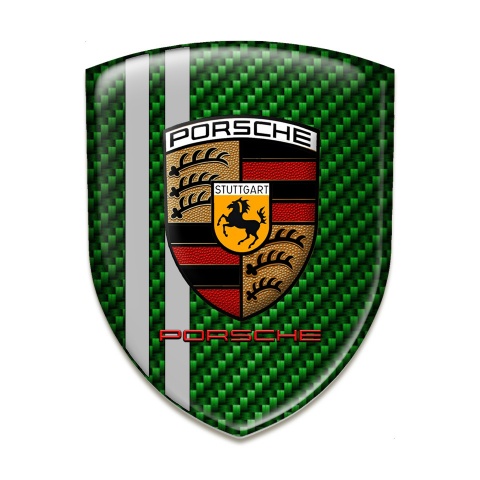 Porsche Silicone Car Decal Badge Green Carbon Grey Lines Style 