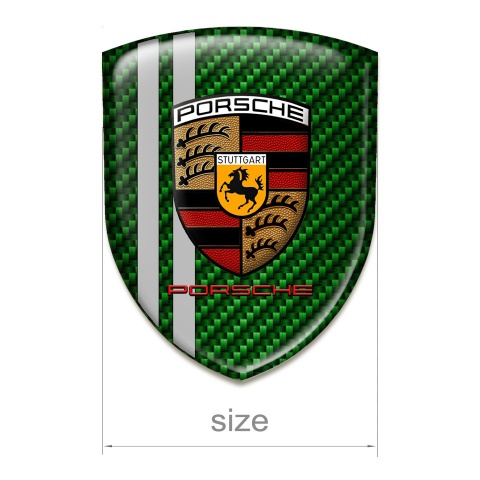 Porsche Silicone Car Decal Badge Green Carbon Grey Lines Style 