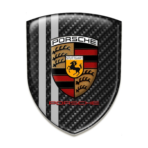 Porsche Silicone Badge Racing Edition Black carbon Grey Lines Design 