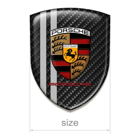 Porsche Silicone Badge Racing Edition Black carbon Grey Lines Design 