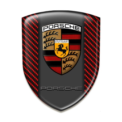 Porsche Emblem Badge Logo Red carbon Craphit logo Panel 