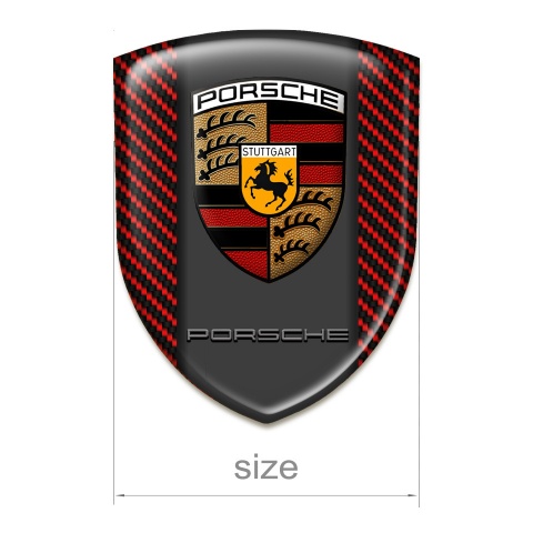 Porsche Emblem Badge Logo Red carbon Craphit logo Panel 