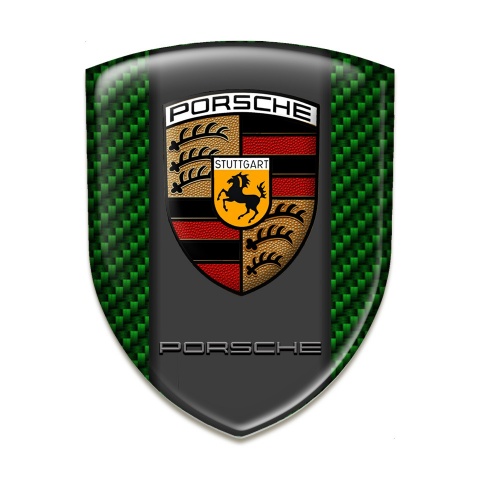 Porsche Tuning Emblem Green Carbon Graphit panel Logo Style