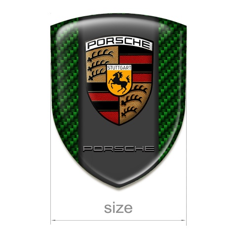 Porsche Tuning Emblem Green Carbon Graphit panel Logo Style