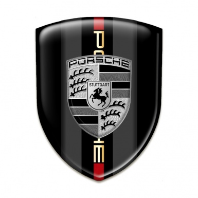 Porsche Self Adhesive Emblem Logo Black Warp Grey Logo Design 