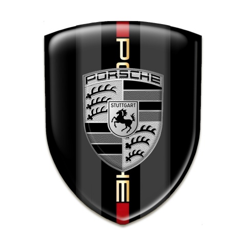 Porsche Self Adhesive Emblem Logo Black Warp Grey Logo Design 