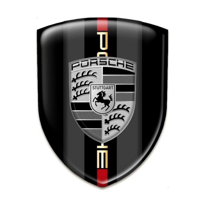 Porsche Self Adhesive Emblem Logo Black Warp Grey Logo Design 