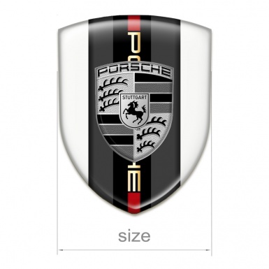 Porsche Domed Emblem Racing Edition White Base Grey Logo Design 