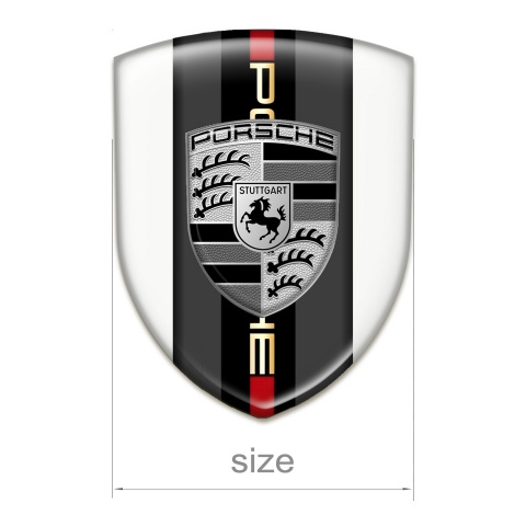 Porsche Domed Emblem Racing Edition White Base Grey Logo Design 