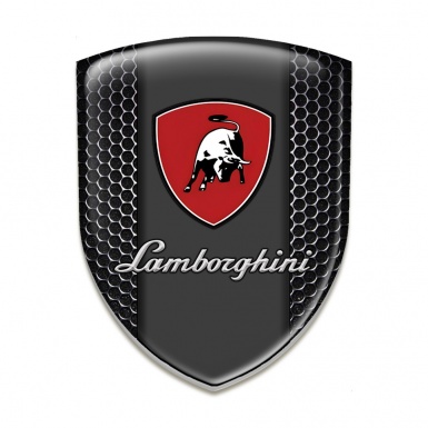 Lamborghini Tuning Emblem Perforated Steel Red logo 