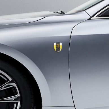 Lamborghini Emblem Badge Logo Yellow White Base Classic Logo Design 