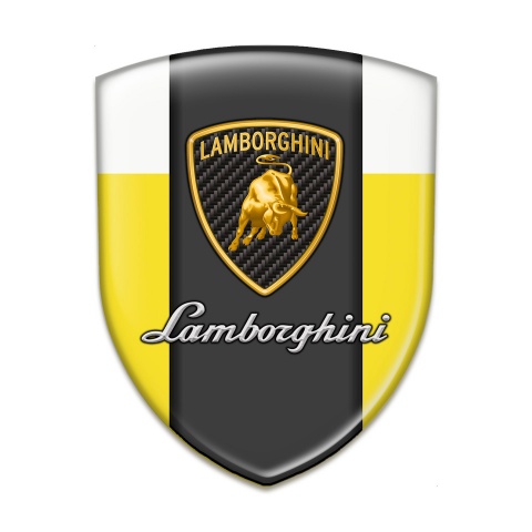Lamborghini Emblem Badge Logo Yellow White Base Classic Logo Design 